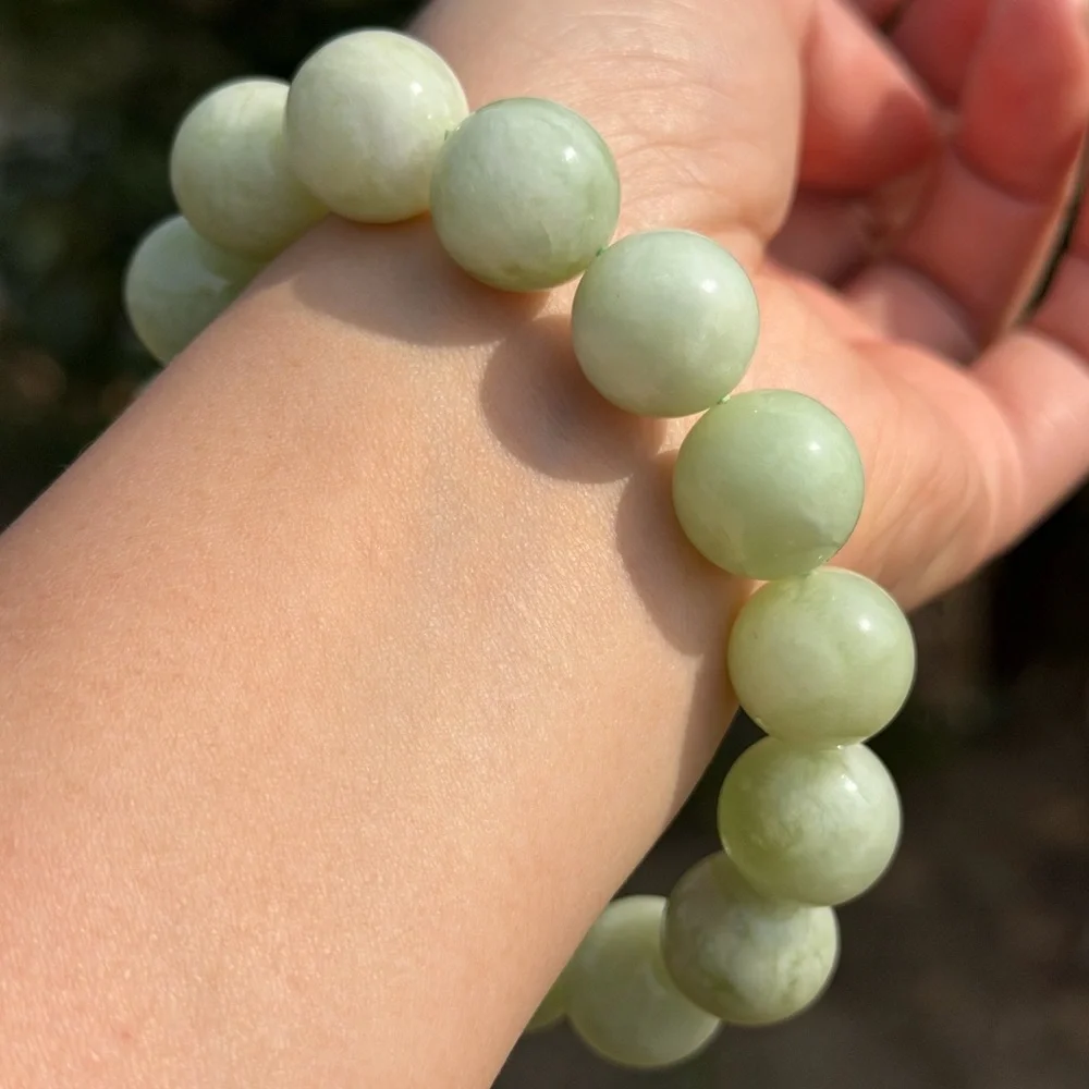 15mm stretchable chunky Xiuyu jade bracelet‎ 1134